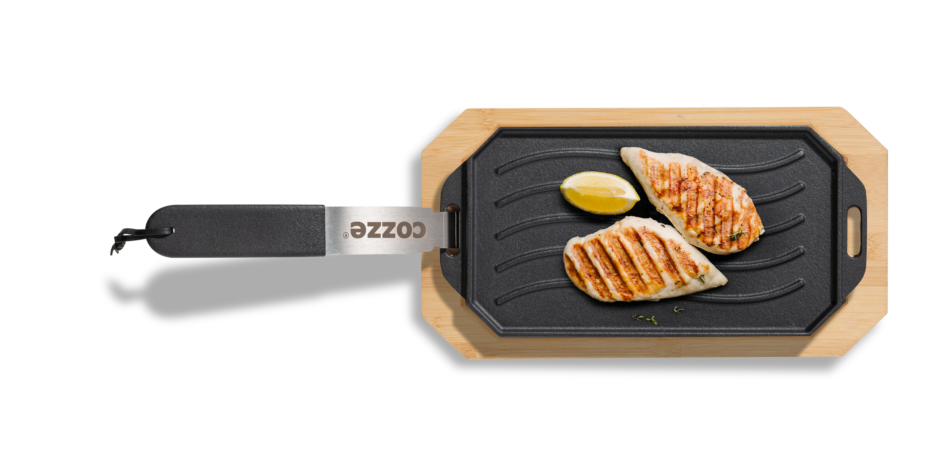 Cozze Gusseisen-Wendepfanne mit Untersetzer 165x330mm - Cozze BBQ Schweiz