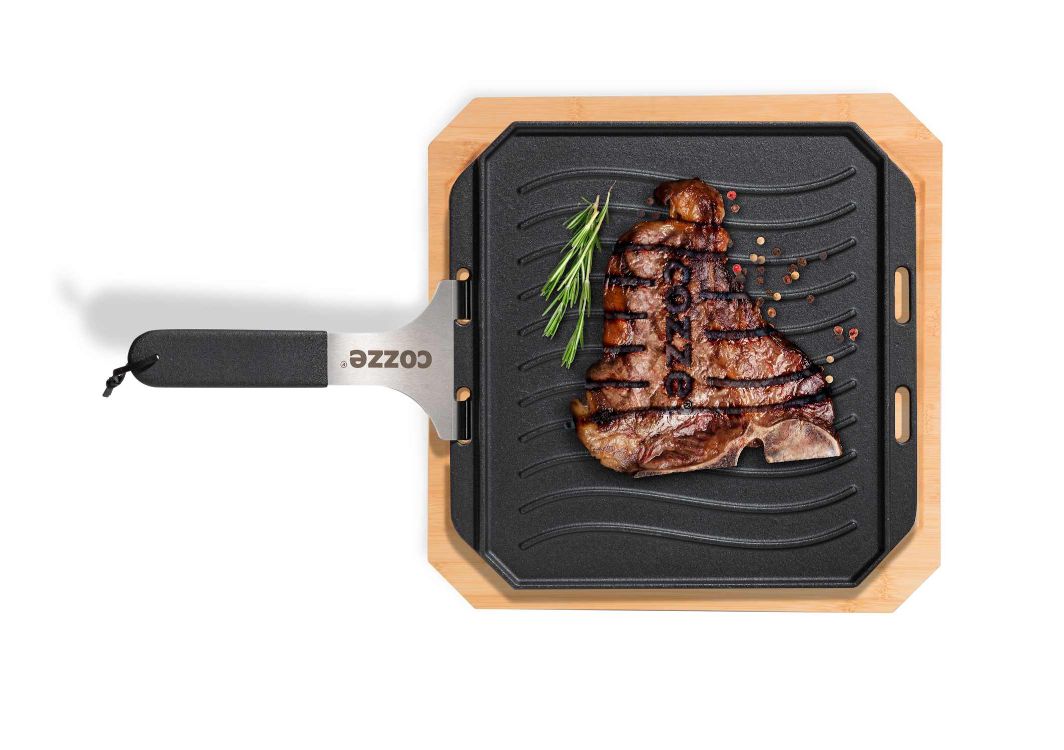 Cozze Gusseisen-Wendepfanne mit Untersetzer 330x330mm - Cozze BBQ Schweiz