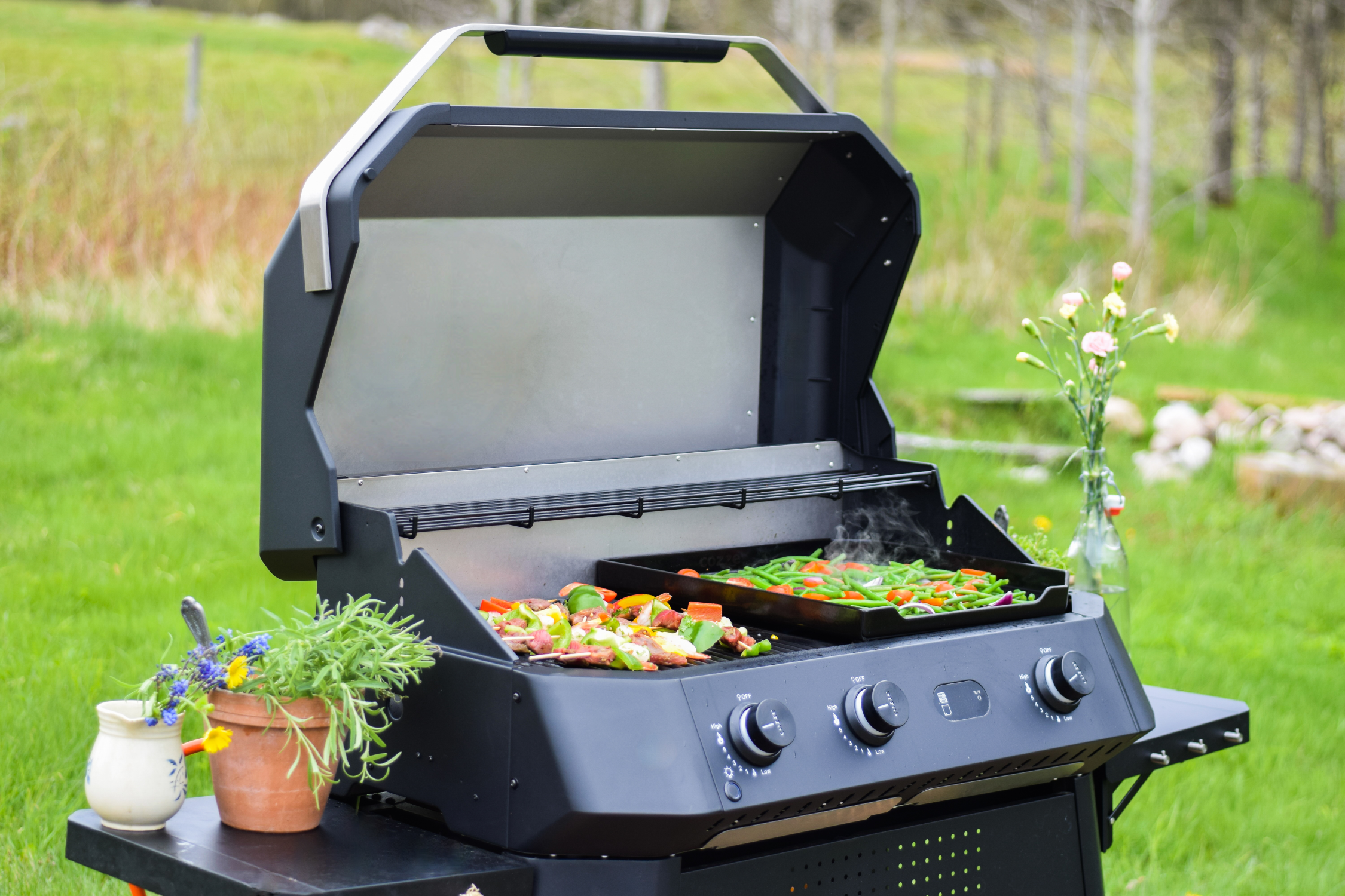 Cozze G-800 COMBO Plancha-Grill, Gas 50mbar - CH-Regler - Cozze BBQ Schweiz