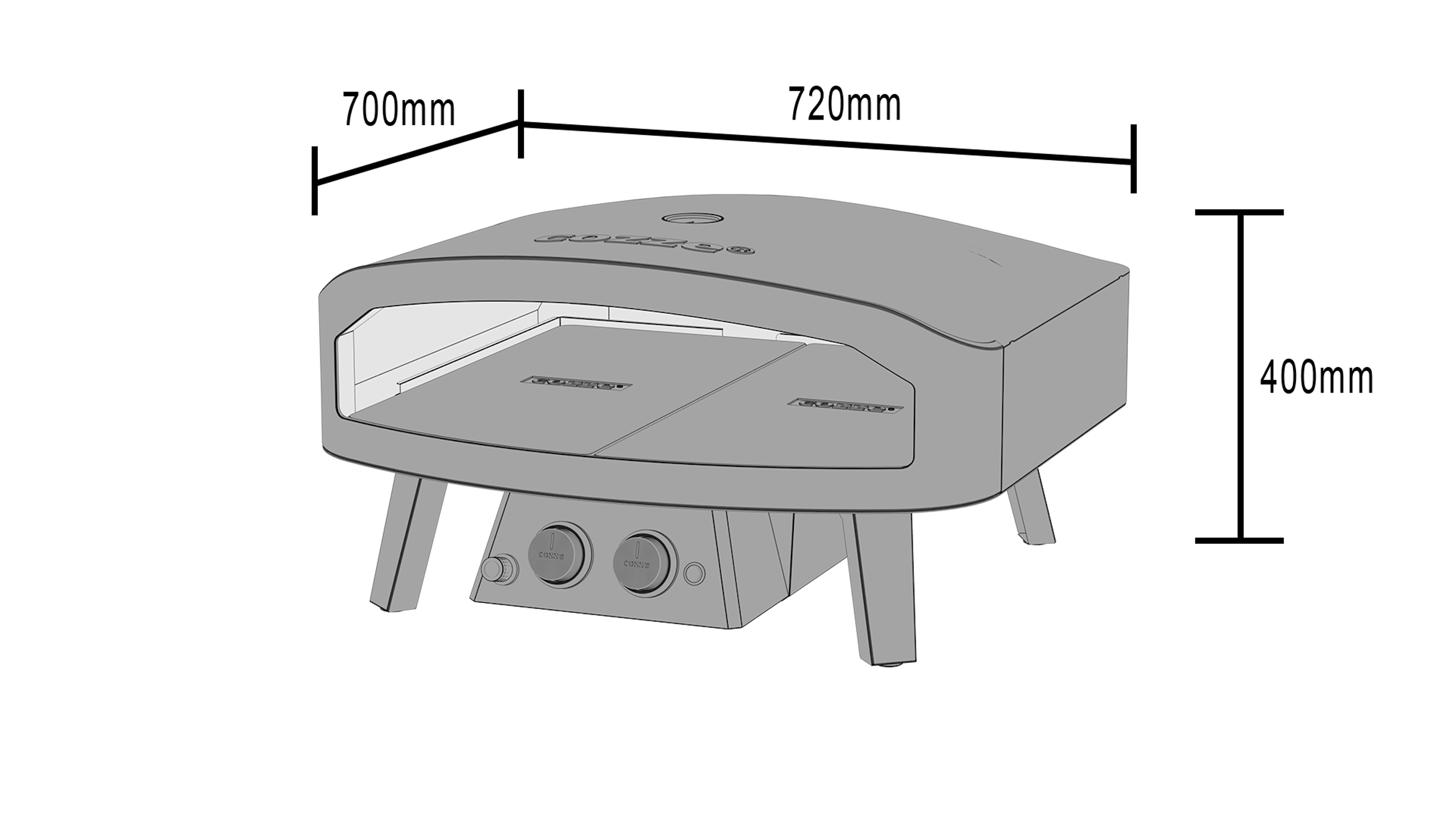 Cozze Pizzaofen - Black Edition [24 Zoll], Gas, 50mbar - CH-Regler
