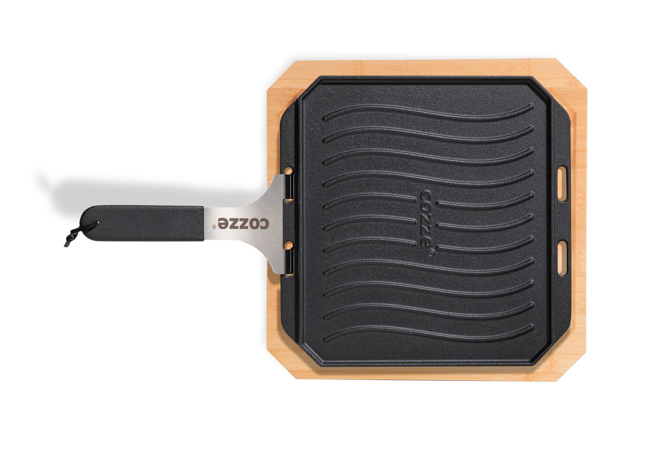 Cozze Gusseisen-Wendepfanne mit Untersetzer 330x330mm - Cozze BBQ Schweiz