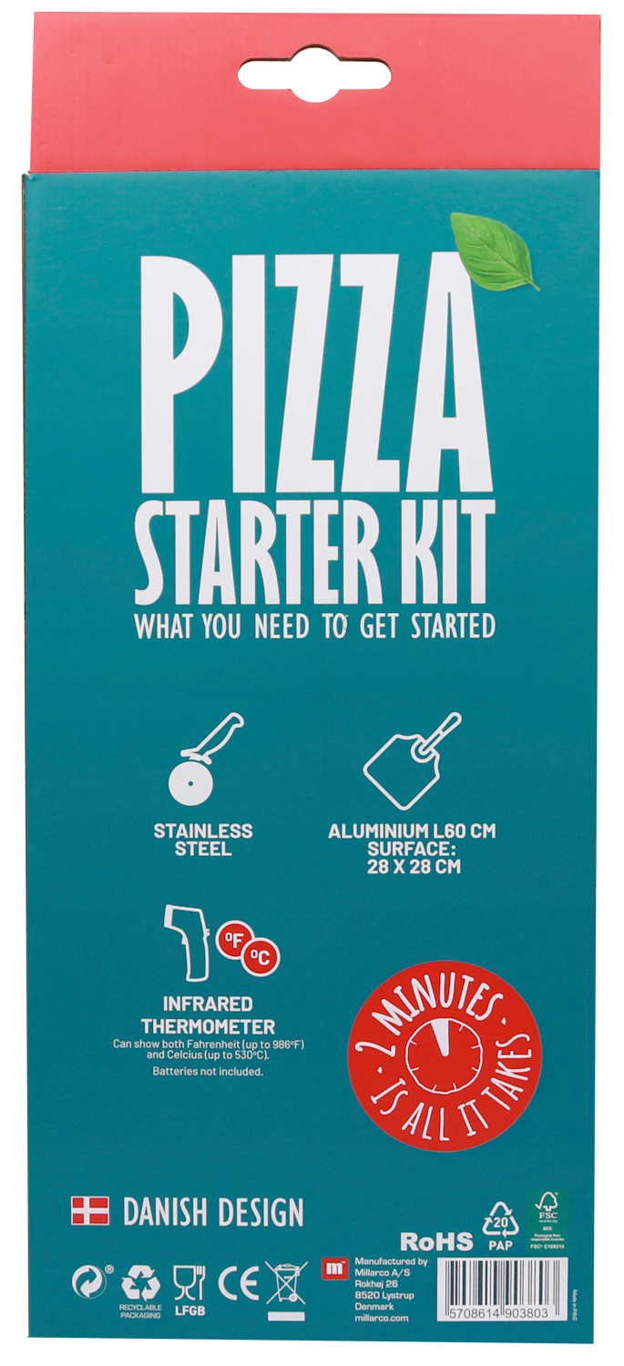Cozze Starter-Set 3 Stück: Pizzaschaufel, Thermometer und Pizzaschneider