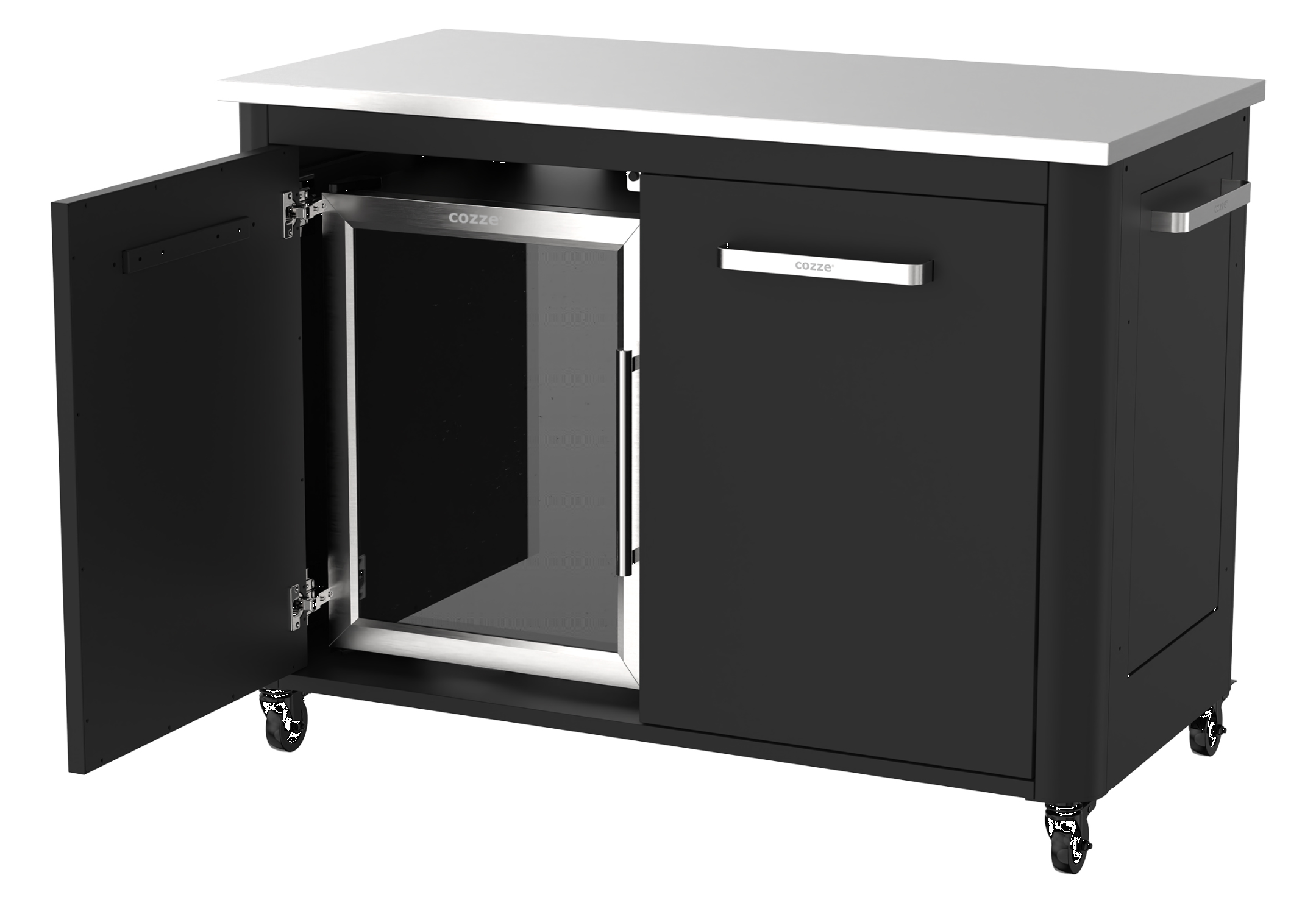 Cozze Outdoor Kühlschrank 60L mit Stahlrahmen, elektrisch 230V - CH-Stecker - Cozze BBQ Schweiz