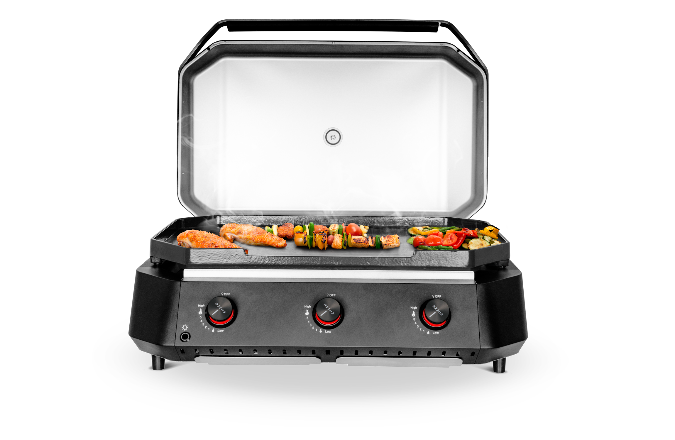Cozze G-800 Plancha mit Deckel, Gas 50mbar - CH-Regler - Cozze BBQ Schweiz